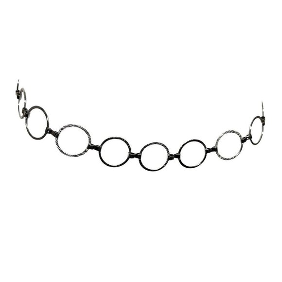 Vintage 90\'s silver colored open circle chain belt womens one size main image 5